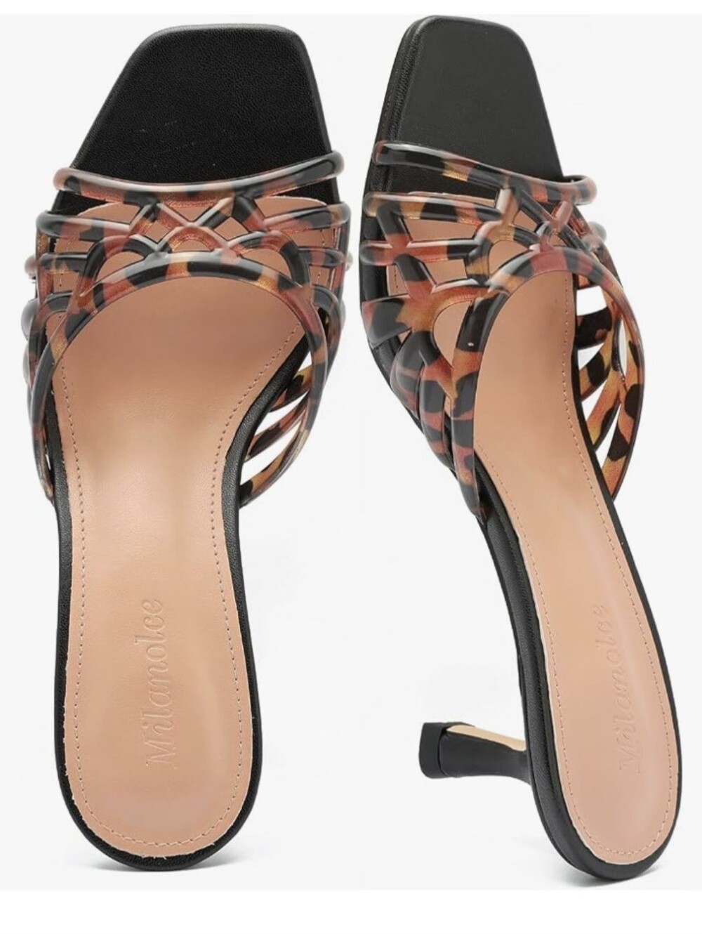 NIB Milanolce Black Leopard Square Toe Heel - Size 9